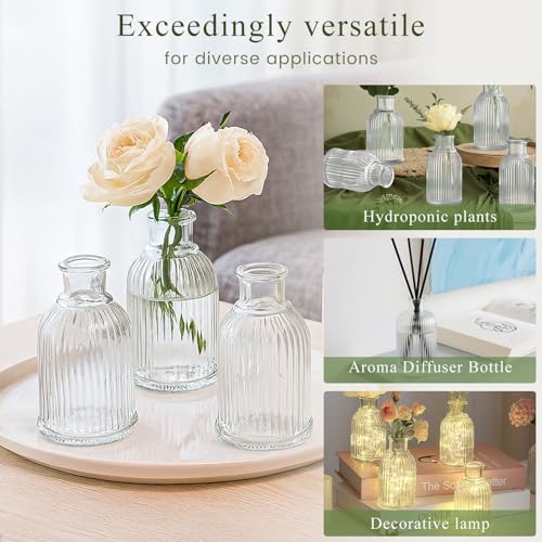 DomeStar 16PCS 3.8 Inch Small Bud Vases for Flowers, Glass Flower Vase Bulk for Table Centerpieces Suitable for Modern Wedding Reception Baby Shower Table Decorations (Pack of 4) - Image 4