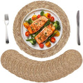 Kochorie Set of 12 Round Woven Placemats 15 Inch Bulrush Placemats Natural Handwoven Boho Rattan Wicker Table Mats for Farmhouse & Home Dining by Kochorie