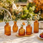 Brown Glass Bud Vases Set of 12, Mini Flower Vase for Centerpieces, Small Amber Bud Vases in Bulk for Wedding Decorations, Vintage Vase for Table, Recepetion, Home Décor - Image 4