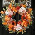 24 Inch Fall Wreaths for Front Door with Sunflowers Roses Autumn Home Decor by KHOYIME