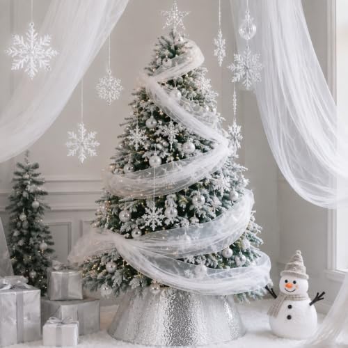Fabric Christmas Tree Collar 24 Inch Silver Christmas Tree Stand Base Cover - Image 6