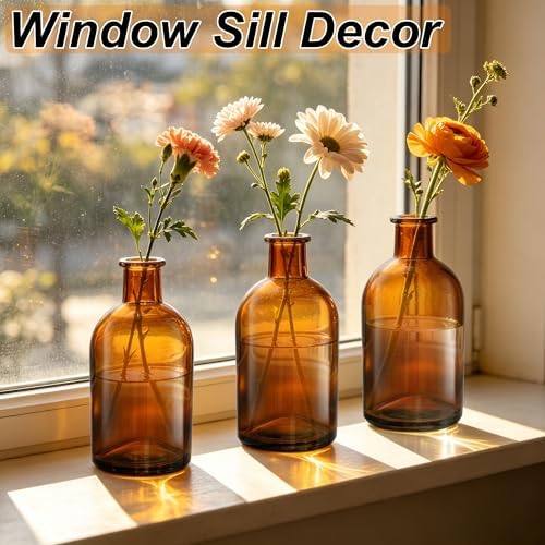 Glass Bud Vases Set of 16, Small Amber Flower Vases, Small Bud Vase in Bulk for Centerpiece, Vintage Decorative Bottle Vase for Wedding, Anniversary, Table Decor, Home Decoration - Image 6