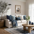 MIULEE Blue Boho Linen Decorative Pillow Covers 18x18 Inch Pack of 4 - Image 4