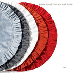 16.5 Inch Velvet Round Placemat with Ruffle for Dining Table Outdoor Placemats Non-Slip Washable for Gathering, Occasional Decoration and Family Parties Celebrations Set of 4, Blue Grey - Image 6