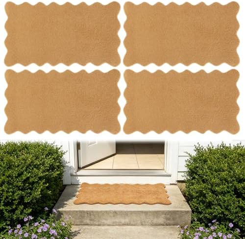 4 Pack Artificial Coir Doormats Scalloped 17 x 30 Inch, Blank Door Mats for Crafting with Non Slip Rubber Backing, Personalized Welcome Mat for DIY Painting, Entryway Porch Indoor Outdoor Door Rugs by Unknown