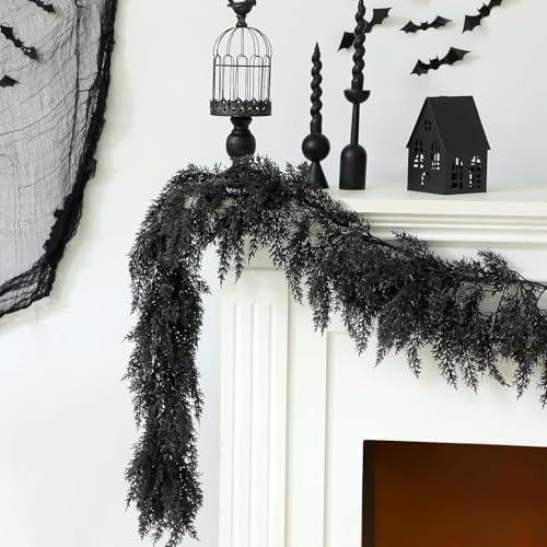 Dingion 2 Pack 9 ft Halloween Black Artificial Cedar Garland - Image 4