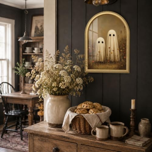 Wheatwin Vintage Halloween Wall Decor, Arched Framed Wall Art Ghosts Print - Image 5