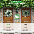 24 Inch Fall Wreath for Front Door Artificial FloralWreath - Image 4