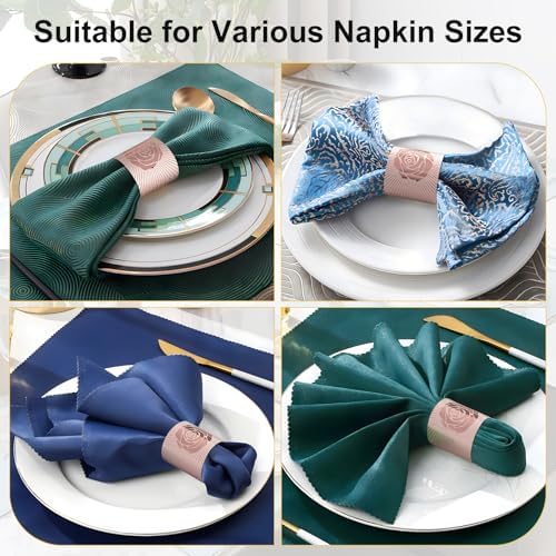 Holiday Parties Napkin Rings Set of 200, 2 Colors in 1 (Rose Gold Silver), Reusable Adjustable Napkin Bands for Parties, Wedding, Fathers' Day Table Decor, Waterproof Tear-Proof Great Gift Idea - Image 4