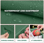 Christmas Ornament Storage Container with Dividers - Box Stores Up to 96 Ornaments, Zippered, Convenient, Adjustable, Large Organizer Bin to Protect Holiday Décor, Fits Most Standard Size, Green - Image 3