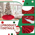 Red Tree Skirt 45 Inch Sequin Christmas Tree Skirt Ruffle - Image 5