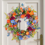 20" Colorful Wildflower Spring Summer Wreath for Front Door Outdoor Décor by Montekin
