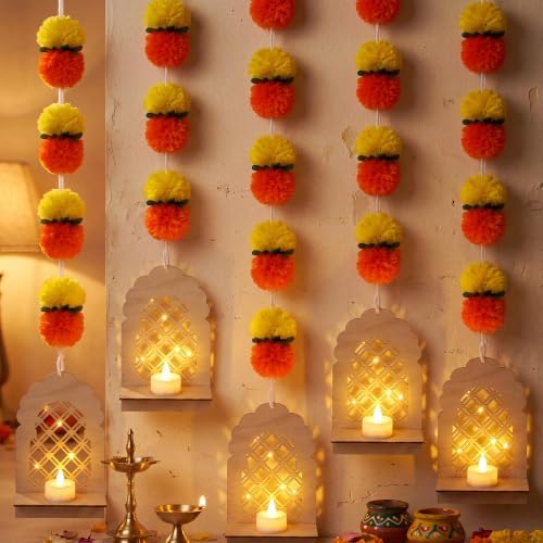 Yerliker Marigold Garland for Diwali Hanging Decorations Long Wall Decor by Yerliker