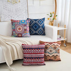 Couch Bohemian Patterned Throw Pillow Covers 20X20 Inch Set of 4 Square Farmhouse Decorative Cushion Covers Boho Vintage Pillow Cases for Sofa Living Room Bedroom Outdoor Patio Porch - Image 6