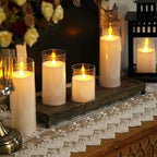 Homemory Pure White Flickering Flameless Candles, Battery Operated Acrylic LED Pillar Candles with Remote Control and Timer, Set of 9 - Image 6