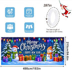 Christmas Garage Door Banner Mural - Merry Christmas Happy New Year Snowman Backdrop - Large 7x16ft Winter Holiday Outdoor Wall Decor - Durable Weatherproof Fabric Cover for Home Xmas Party - Image 2