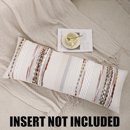 Boho Throw Pillow Cover14 x 36 Rust Blue Yellow - Image 4
