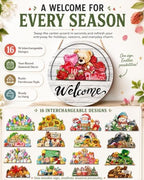 Interchangeable Welcome Sign for Front Door, Seasonal Wooden Door Decor - Image 2