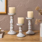 JFY Designs Alba Wood Candle Holders for Pillar, Farmhouse Fireplace Décor - Image 2