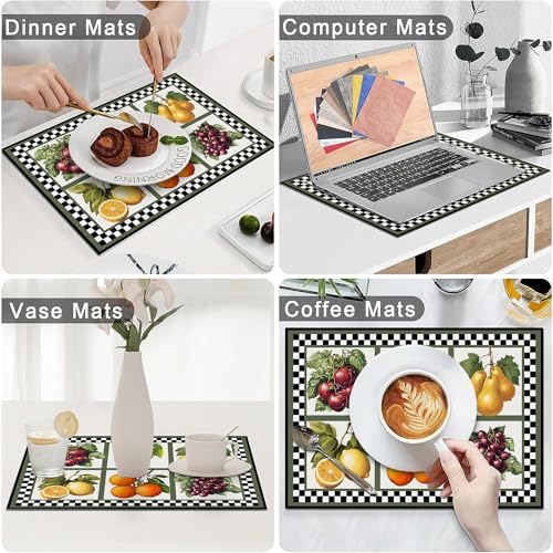 Fresh Fruit Summer Placemats Set of 6, 12x18 Inch Fruits Harvest Table Place Mat Lemon Washable Non-Slip Heat Resistant Fabric Placement Mats for Dining Kitchen Indoor Outdoor Decor - Image 6