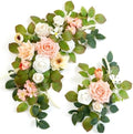 Wedding Decor (Pack of 2) Welcome Sign Flower Backdrop Garland for Ceremony Reception Wall Easel Home Decoration Entryway Faux Outdoor Board Head Table Decor (Flesh Pink & White) by Piklado