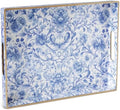 Serving Tray with Handles, Rectangular Plastic Tray 15.75x11.81 Inch, Blue and White Peony Chinese Porcelain Style Decorative Tray for Kitchen, Dining Table, Vanity, Office & Home by Origtray