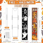 47" Double Side Fall Porch Sign Halloween Boo Porch Decor - Image 3