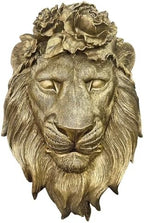 GUSFREUD Gold Animal Heads Sculptures Wall Art - Resin Faux Lion for Home Wall Decor, Lion Wall Hanging Decoration for Living Room, Bedroom & Kitchen, Unique Gift Idea - Image 2