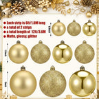 2 Pcs 6 ft Christmas Ball Ornament Garland, Mixed Gold - Image 2