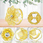 Dandat 100 Pcs Charger Plate Bulk 13'' Floral Reef Plates with Napkin Ring 50 Plastic Dinner Charger Plate 50 Flower Napkin Holder for Table Setting Wedding Party (Gold) - Image 3