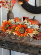 DILATATA Fall Decor Autumn Harvest Floral Centerpiece with Artificial Sunflowers Lambs Ear Gourd and Berries Arrangement for Thanksgiving Party Mantel Fall Decor - Image 7