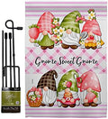 Gnome Sweet Garden Flag Set with Stand Life Home Flower Vintage Rustic Everyday Floral Classic Small Decorative Gift Yard House Banner Double-Sided Made In USA 13 X 18.5 by Breeze+Decor