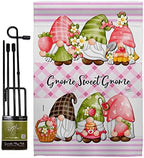 Gnome Sweet Garden Flag Set with Stand Life Home Flower Vintage Rustic Everyday Floral Classic Small Decorative Gift Yard House Banner Double-Sided Made In USA 13 X 18.5 by Breeze+Decor