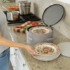 Stack Store Plus More China Storage Container for Dinner Plate - Fit plates up to 11.5" W - Includes 12 Thick Felt Dividers. Hard Shell and Stackable with Padded Interior - Image 3