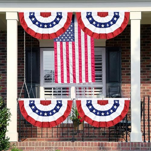 4 Pack 3x6 FT American Bunting Flag, USA Pleated Fan Flag Patriotic Half Fan Banner 4th of July Decorations Outdoor Memorial Day Decor Fourth July Independence Day Outside Red White and Blue Decor - Image 6
