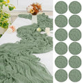 12 Pack Sage Green Cheesecloth Table Runner,20x120 in Table Runner by FXKS