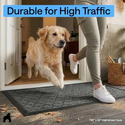 GORILLA GRIP WeatherMAX Door Mat, Indoor Outdoor, 47x35, Gray Quatrefoil - Image 7