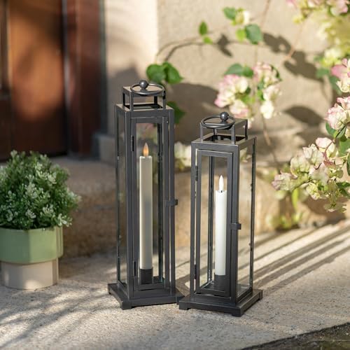 Black Lantern Decorative Indoor, with LED Taper Candles - Image 6