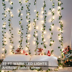 suddus 33FT 100 LED Pothos Vine with Fairy Lights Plug in Clear Wire - Image 2