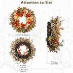 24" Fall Wreath with Pumpkins Dahlias Daisies Berries & Eucalyptus Leaves - Image 2