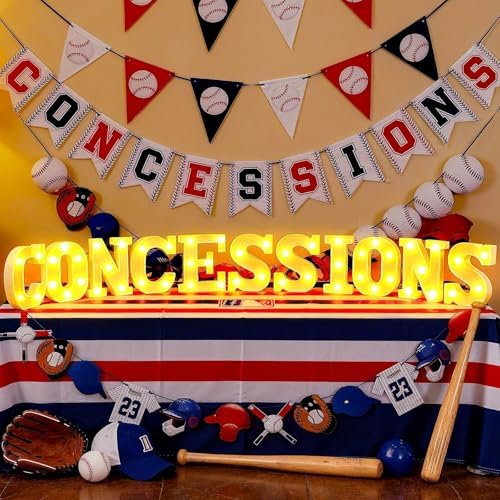 Aurelema 11 Pcs Concessions Baseball Decorations LED Letter Lights Sign - Image 2