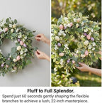 22 Inch Easter Wreath for Front Door, Spring Eucalyptus Wreath with Pastel Speckled Eggs & White Jasmine Flowers, Farmhouse Summer Outdoor Holiday Décor - Image 4