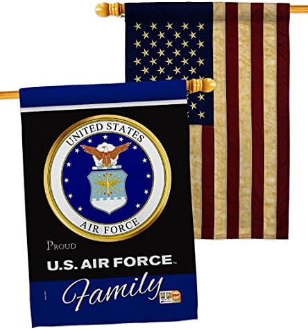 Air Force Proudly Family - Pack Armed Forces USAF United State American Military Veteran Retire Official USA Vintage Applique - Banner Small Garden Yard Gift Double-Sided , House Flag 28" x 40" by Breeze+Decor