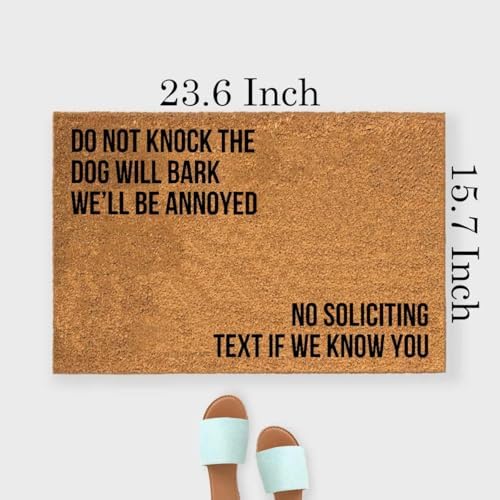 Funny The Entrance Way Outside Personalized Rug with Heavy-Duty Non Slip Outdoor Coconut Coir Doormat Pets Lover Gift 23.6 x 15.7 inch (You Do Not Knock The Dog Will Bark) - Image 2