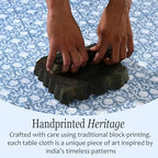 CPC Azure Regal Tablecloth 100% Cotton 60x60 Inch Indian Block Print Rectangle Table Cover, Table Cloth for Gifting in Weddings, Halloween, Fall, Christmas, Thanksgiving - Image 5