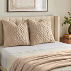 decorUhome Faux Fur Soft Light Khaki Throw Pillow Covers 26x26 Set of 2 - Image 7