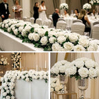 Auihiay 60PCS White Roses Artificial Flowers, Fake Roses, Velvet Silk - Image 5