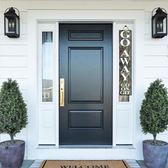 SRongmao 8x63inch Tall Go Away Go On Git Vertical Sign for Front Porch Standing Unwelcome Signs Vertical Hanging Wooden Go Away Sign for Front Door Home Decoration Farmhouse Decor Outdoor Indoor - Image 5