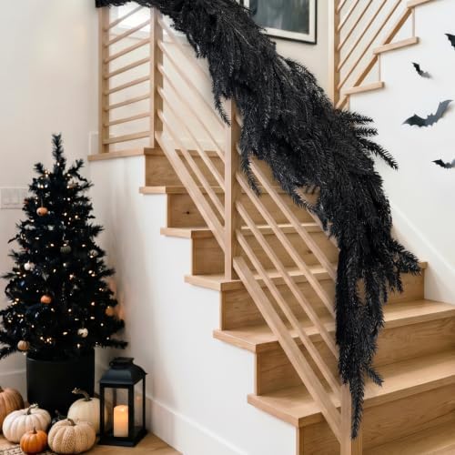 Halloween Decorations Indoor - 6FT Black Artificial Norfolk Pine Garland - Image 6