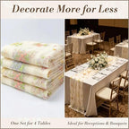 4 Pack Beige Wildflower Floral Table Runner 120", Embroidered Tulle Gauze for Wedding Reception, Boho Vintage Spring Summer Table Decor - Image 4